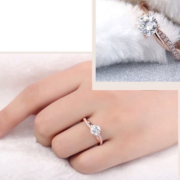 18K Rose Gold Plated Diamond Ring - Picture 5 of 6